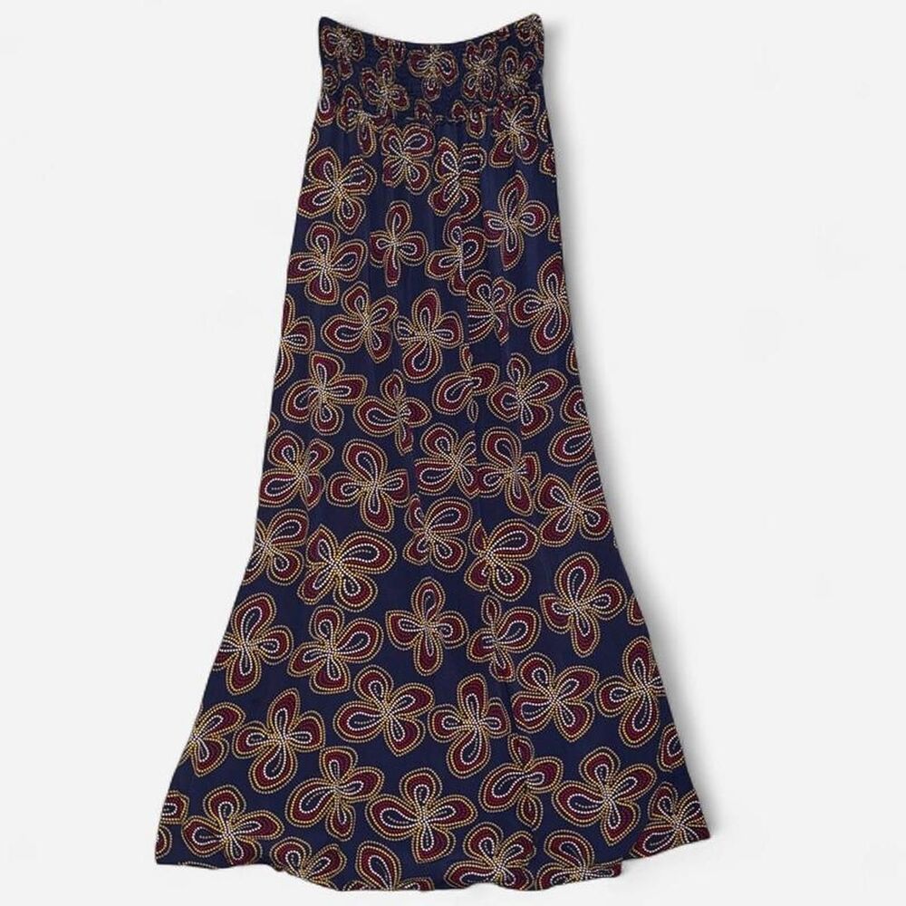 Charlotte Russe Navy Blue Strappless Tube Top Maxi Dress with Chest Ruching